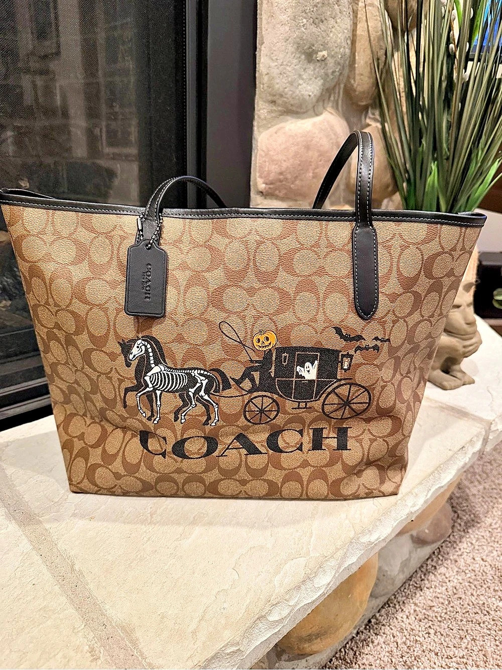 Coach City Tote In Signature Canvas With Halloween Print Signature Canvas